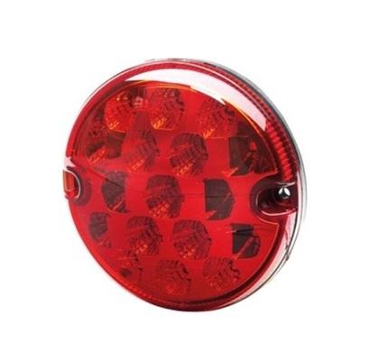 Lampă semnalizare frână HELLA cu LED-uri, model 2SB 357 028-011, 17 LED-uri, compatibilă cu 12/24V, 5W, diametru 95 mm, montaj pe partea dreaptă/stângă, culoare roșie.